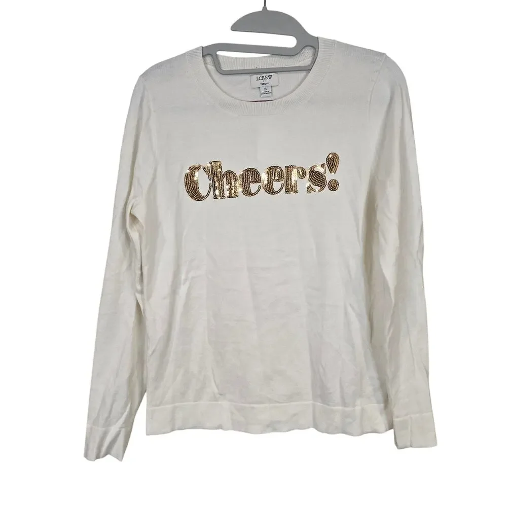 NEW NWT J.Crew Cream Teddie Crewneck Sweater Sequin 